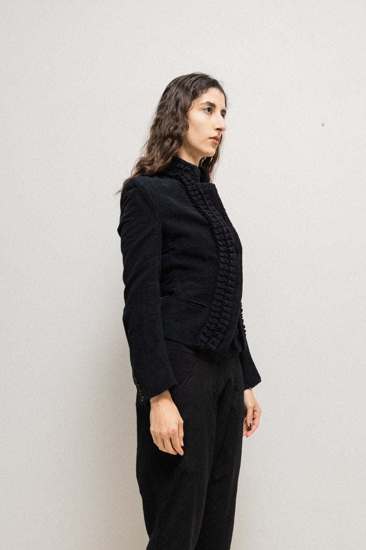 ANN DEMEULEMEESTER - FW08 Thick cotton jacket with 3D collar