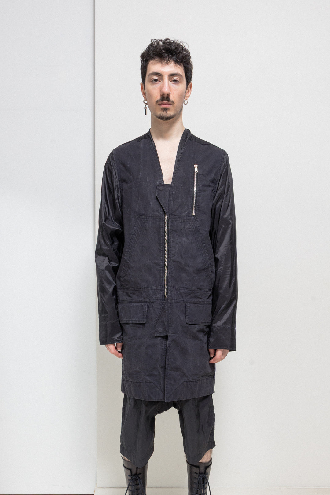 RICK OWENS - SS14 « VICIOUS » Cotton zip up jacket with nylon
