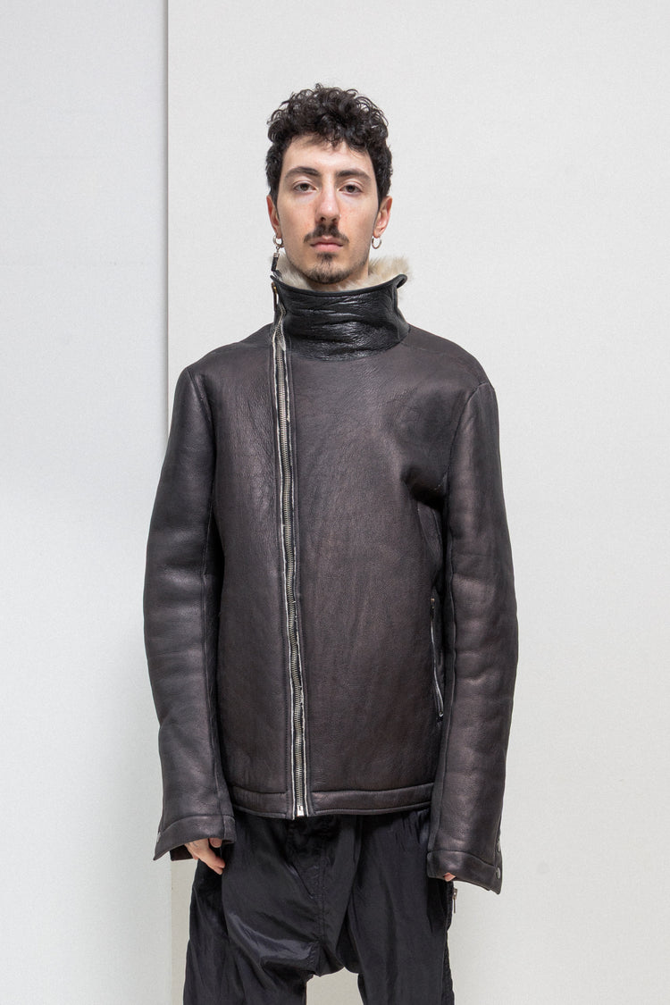 RICK OWENS - FW13 « PLINTH » Shearling lamb leather jacket with