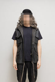 RICK OWENS - SS05 « SCORPIO » Leather fishing vest with zipper hood