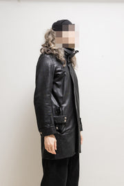 RICK OWENS - FW03 « TRUCKER » Long waxed cotton coat with pocket details