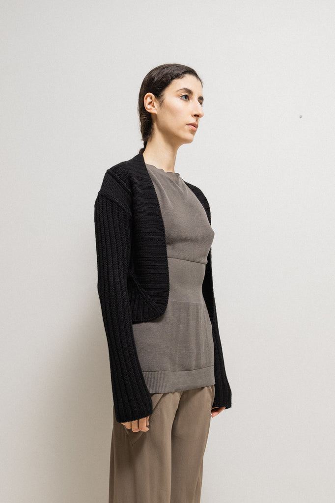 RICK OWENS - FW03 « TRUCKER » Merino wool cropped cardigan with