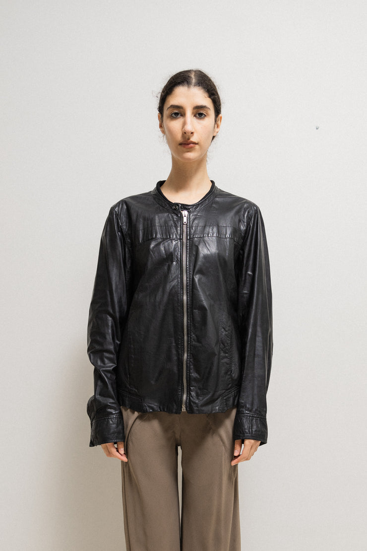 RICK OWENS - SS04 « CITROËN » Kangaroo leather jacket with chest paneling (runway)