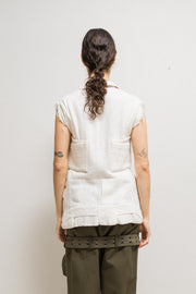 UNDERCOVER - SS03 "Scab" Cotton vest with faux sleeves and ethnic collar details (runway)