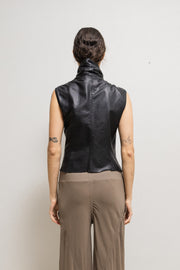 RICK OWENS - FW04 « QUEEN » Lamb leather sleeveless jacket with zipper details