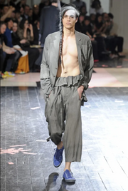YOHJI YAMAMOTO POUR HOMME - SS14 Wide gabardine pants with a foldable waist (runway)