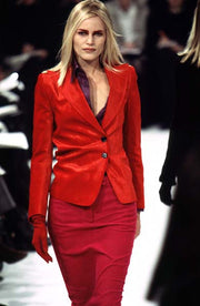 ANN DEMEULEMEESTER - FW96 Red velvet ribbed jacket