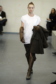 RICK OWENS x REVILLON - FW04 Python skin and ostrich leather knee high boots