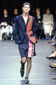 COMME DES GARCONS - FW00 "Hard and forceful" Tartan stripe navy skirt