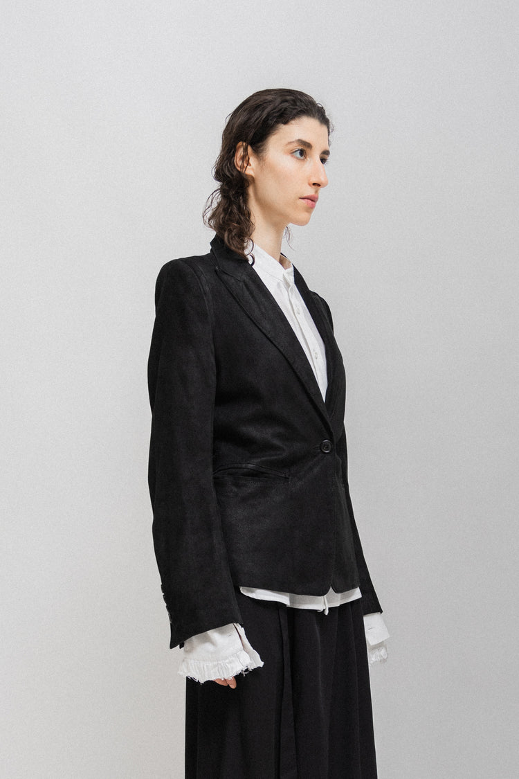 ANN DEMEULEMEESTER - Leather jacket with backpack straps (early