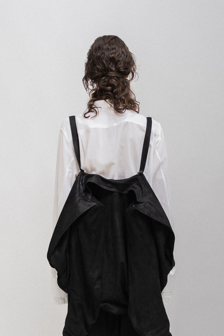 ANN DEMEULEMEESTER - Leather jacket with backpack straps (early