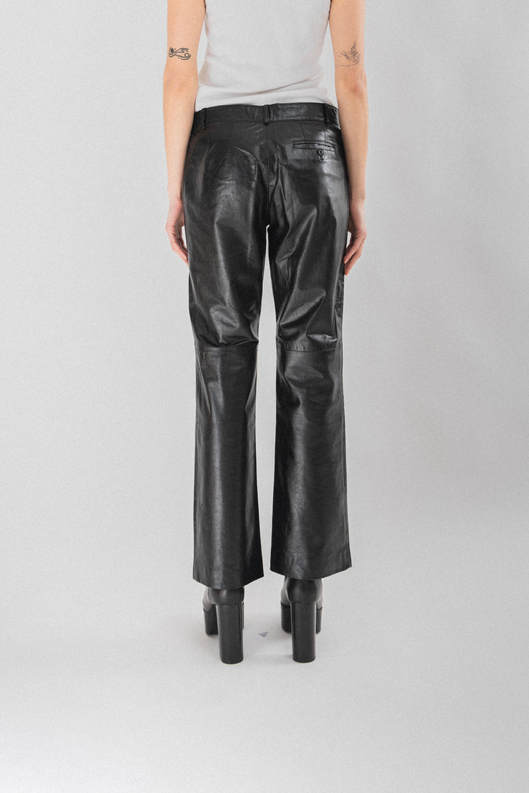 パンツ ann demeulemeester Lace up detail pants ANN DEMEULEMEESTER - SS01 Leather pants – L'OBSCUR