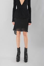RICK OWENS - FW10 GLEAM Silk skirt with frayed hems