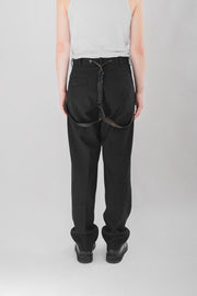 YOHJI YAMAMOTO POUR HOMME - Large wool pants with leather suspenders (late 80's)