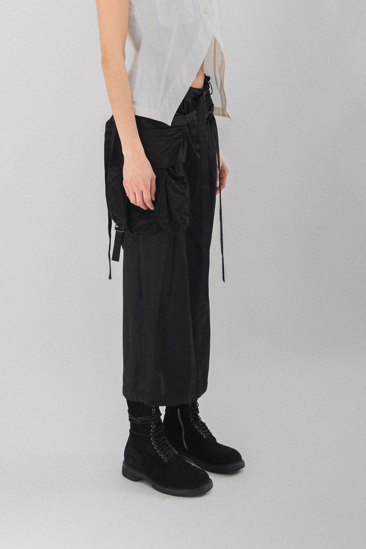 ANN DEMEULEMEESTER - SS04 Long skirt with straps and removable pocket