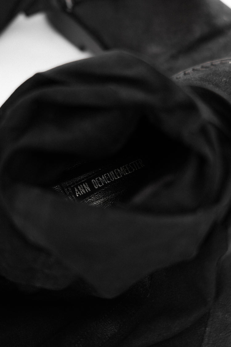 ANN DEMEULEMEESTER - SS05 Suede high open boots (runway) – L'OBSCUR