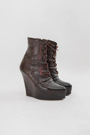 A.F VANDEVORST - Military inspired burgundy corset boots