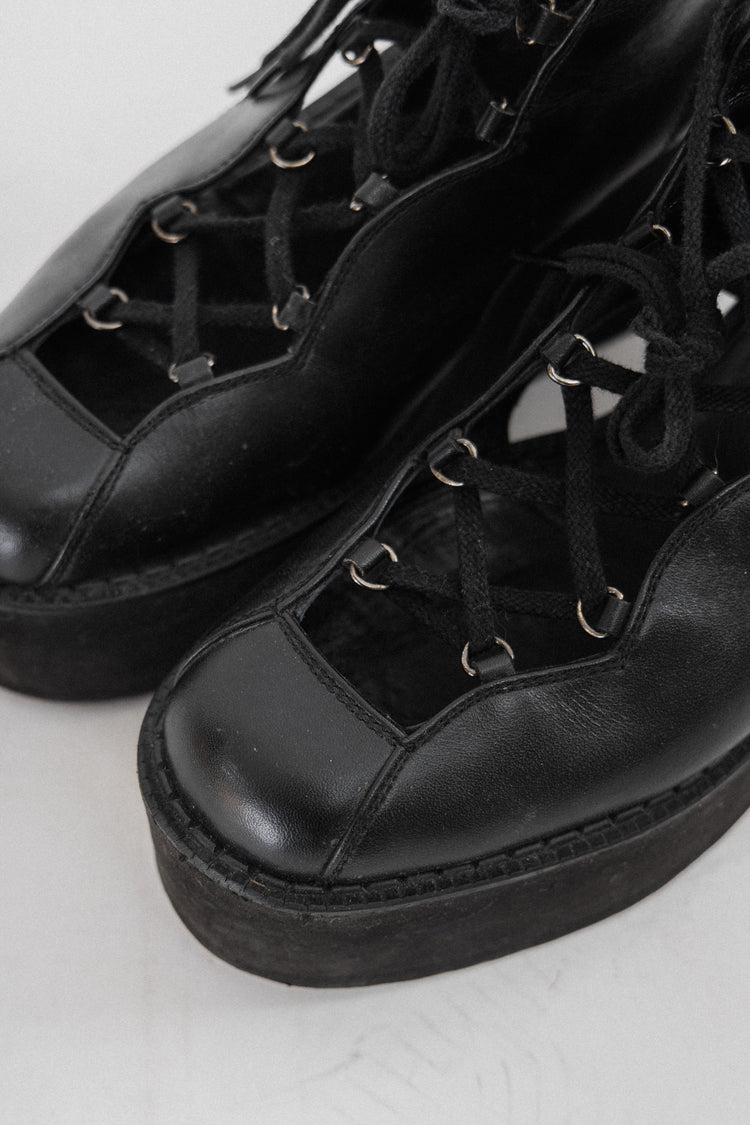 YOHJI YAMAMOTO - Platform leather open shoes – L'OBSCUR
