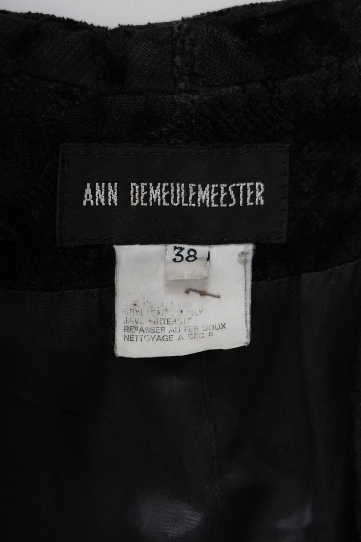 ANN DEMEULEMEESTER - FW94 Velvet patterned long vest (runway)
