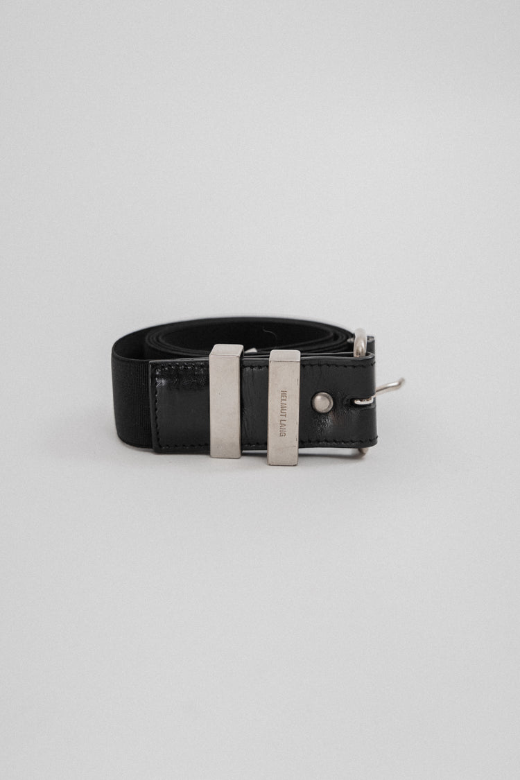 小物 HELMUT LANG enamel leather belt archive HELMUT LANG BLACK CALF LEATHER BELT WITH EXPOSED ZIPPER DETAIL