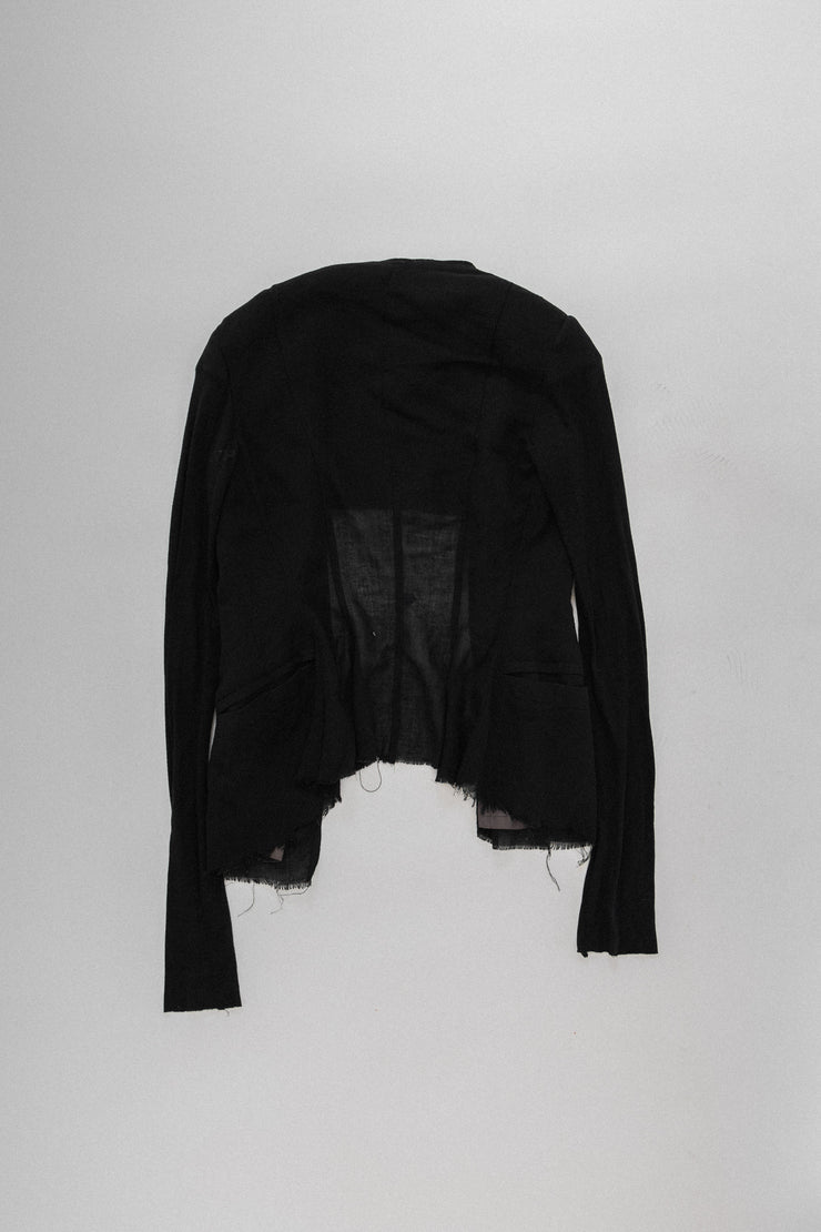 RICK OWENS - Silk jacket with frayed hems (early 00&
