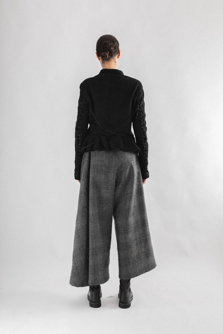 YOHJI YAMAMOTO - FW06 Asymmetrical plaid wool pants (runway) – L