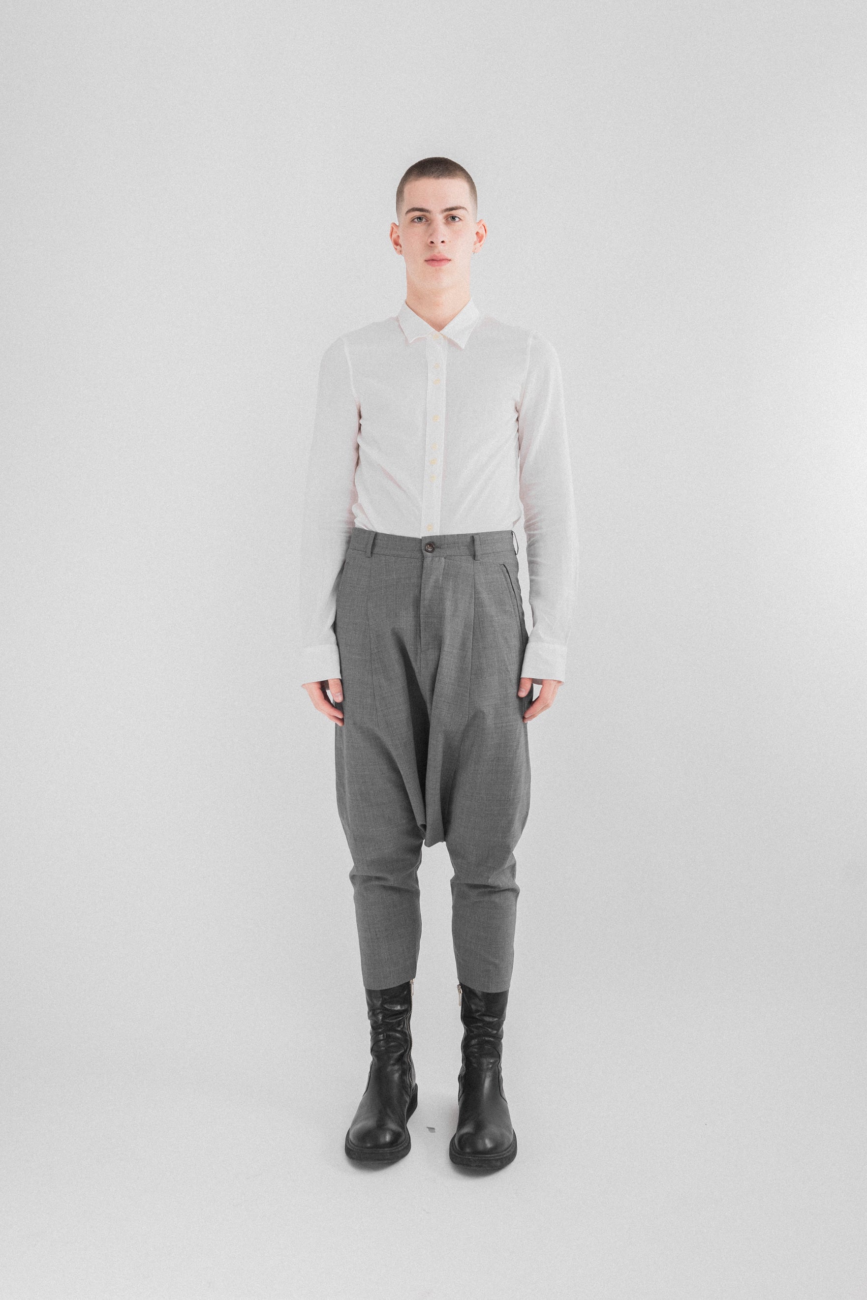 COMME des GARÇONS HOMME PLUS /SAROUEL PANTS/GRY/WOOL/PJ-P05