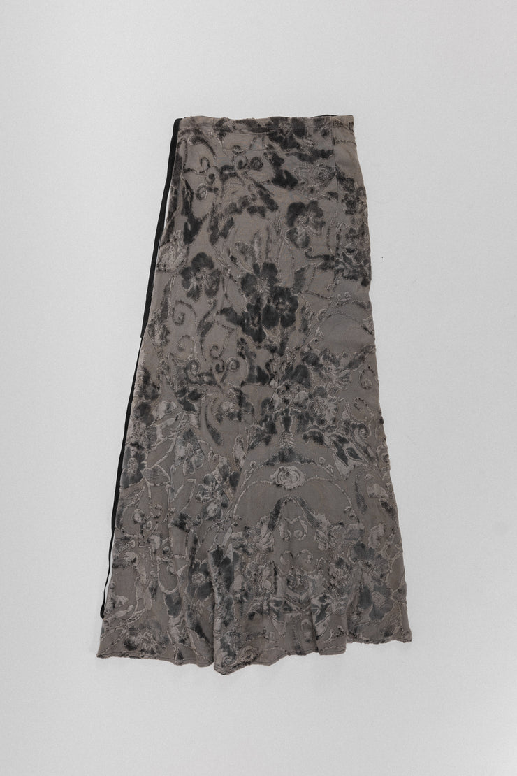 ANN DEMEULEMEESTER - FW94 Velvet patterned long skirt