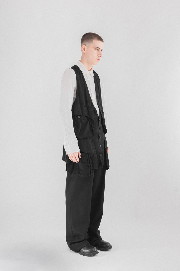 ANN DEMEULEMEESTER - SS04 Rayon oversized vest with cargo pockets