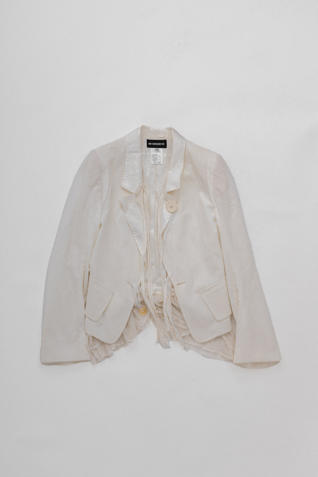 ANN DEMEULEMEESTER - SS05 White fringed jacket (runway) – L'OBSCUR