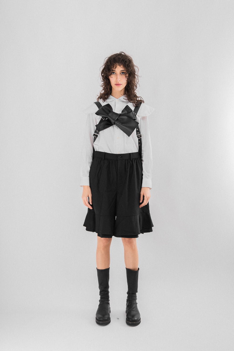 NOIR KEI NINOMIYA 
Faux Leather X Pin Harness Noir Kei Ninomiya Black Organdy Logo Harness Noir Kei Ninomiya main image 3