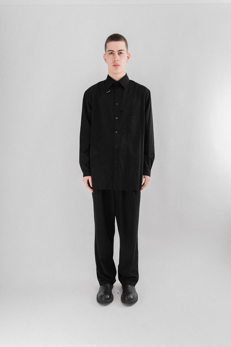 YOHJI YAMAMOTO POUR HOMME - SS18 Button up shirt with a strap collar (runway)