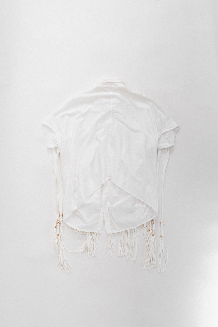 JUNYA WATANABE - SS14 Fringed shirt with wooden pearls (runway)