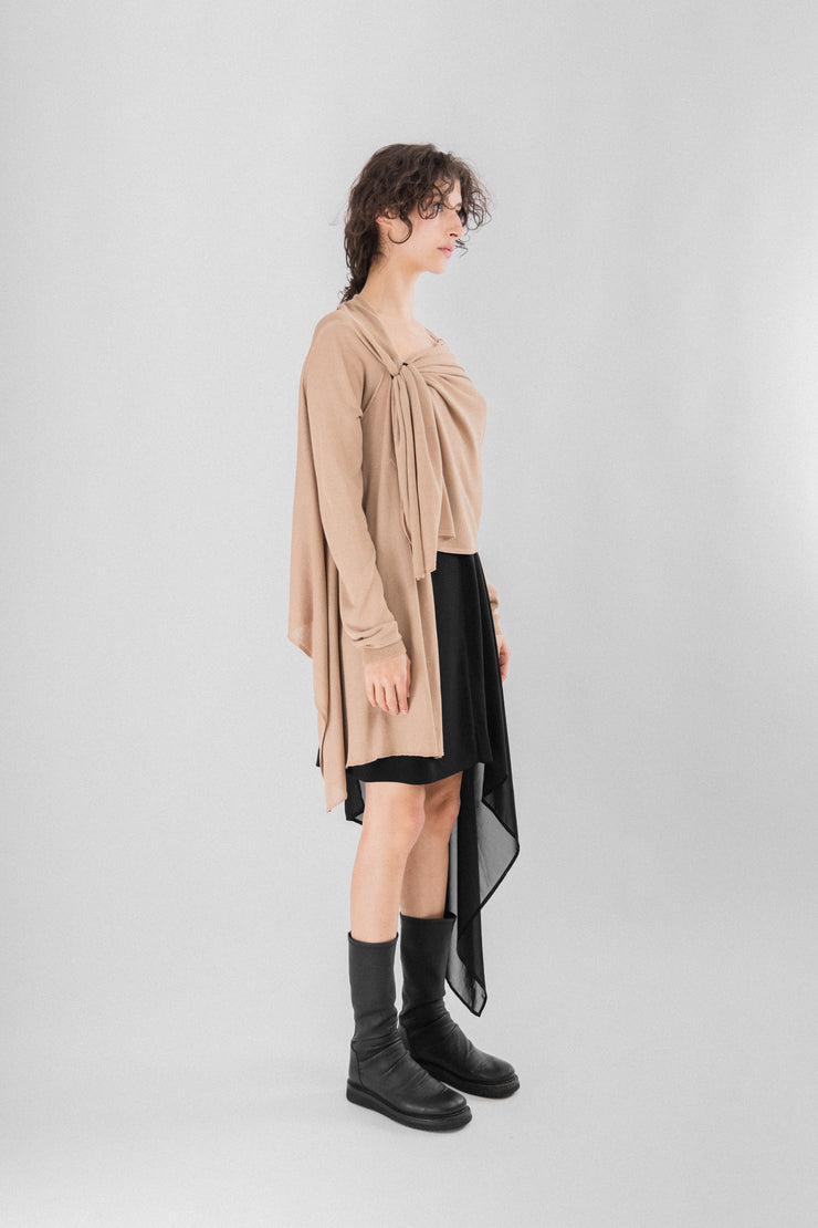 A.F VANDEVORST - Nude mesh cardigan with a side buckle (early 00&
