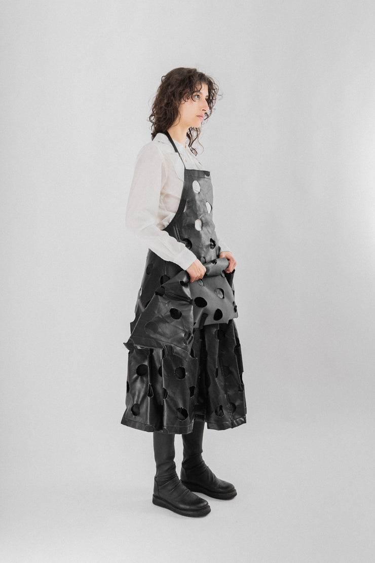 COMME DES GARCONS BLACK - Faux leather circle cut skirt