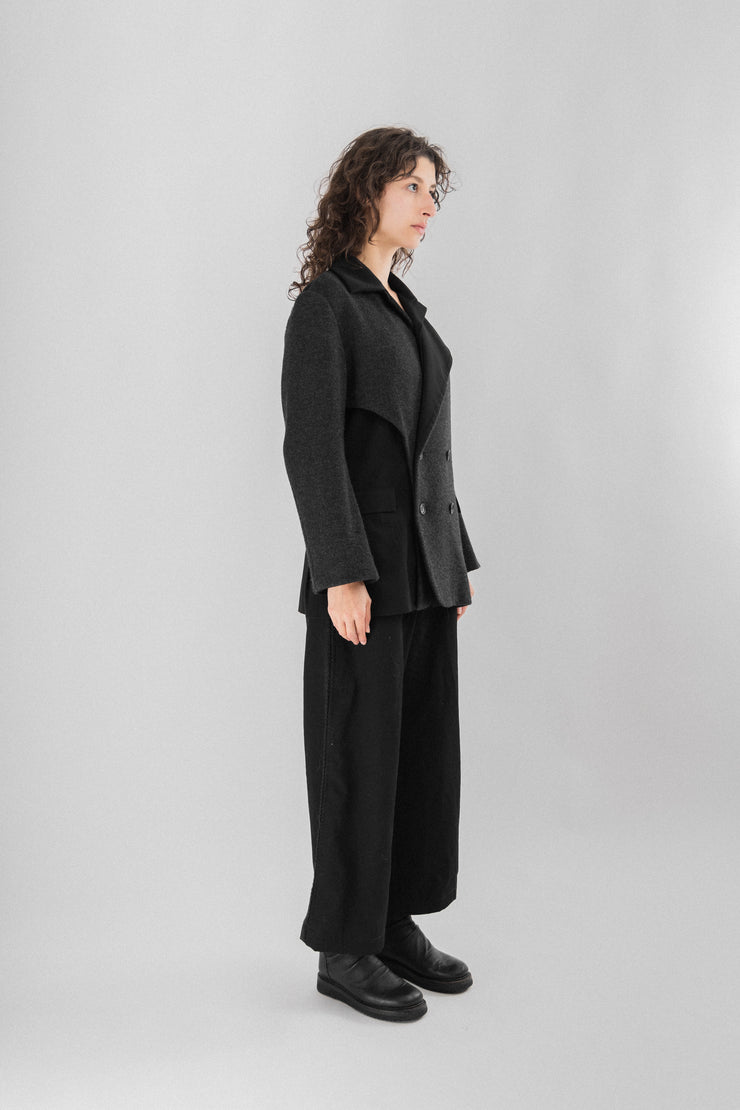 YOHJI YAMAMOTO - FW96 Two fabrics asymmetrical coat (runway)