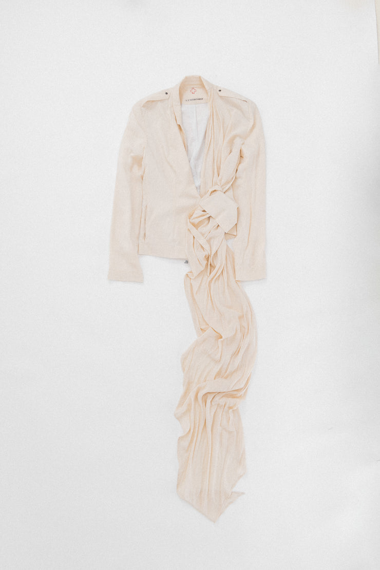 A.F VANDEVORST - Cream wrap up jacket with a long scarf (early 00&