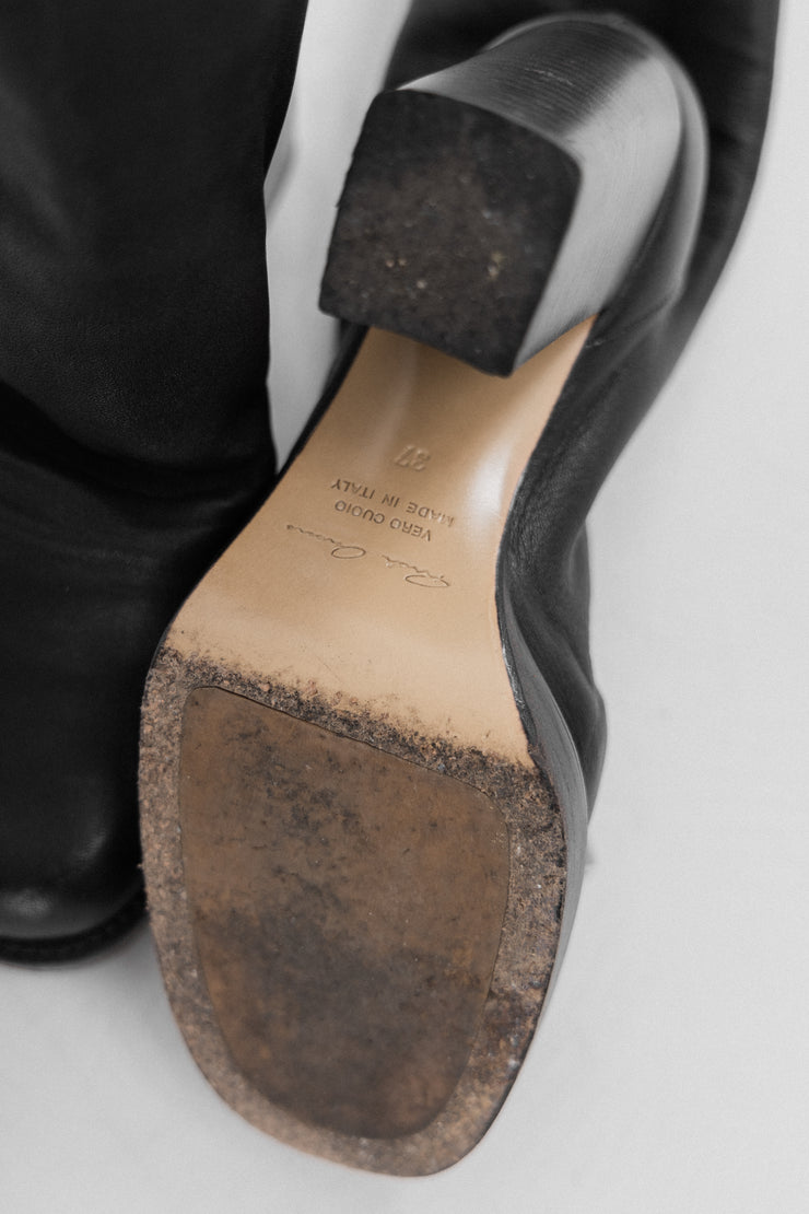 RICK OWENS - Leather heeled sock boots