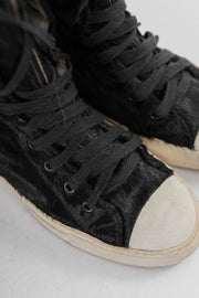 YOHJI YAMAMOTO Y'S - Pony hair high lace up sneakers (early 00's)
