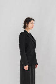 ANN DEMEULEMEESTER - FW00 Black jacket with frayed hems (runway)