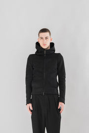 DEVOA - Hooded jacket with frayed stitching lines