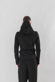 DEVOA - Hooded jacket with frayed stitching lines