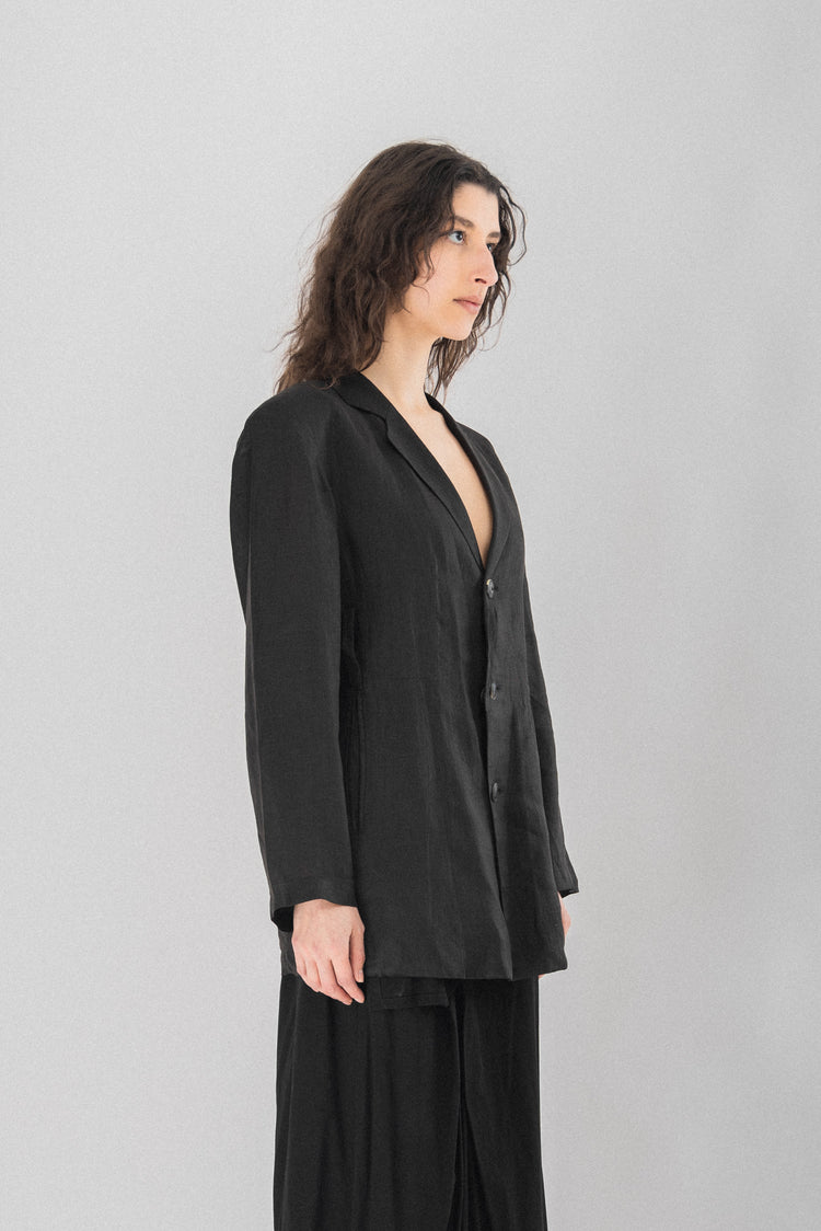 【Yohji Yamamoto】ブラックオーバーサイズジップアップトップス YOHJI YAMAMOTO GOTHIC - Linen spring jacket (90's) – L'OBSCUR