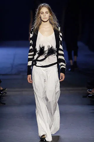 ANN DEMEULEMEESTER - SS06 Linen striped cardigan (runway) – L'OBSCUR