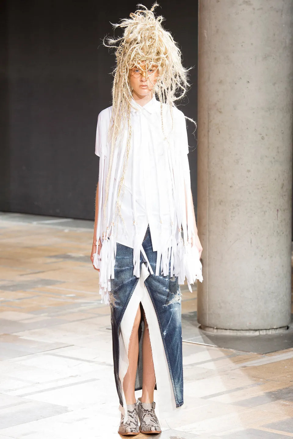 JUNYA WATANABE - SS14 Fringed shirt with wooden pearls (runway
